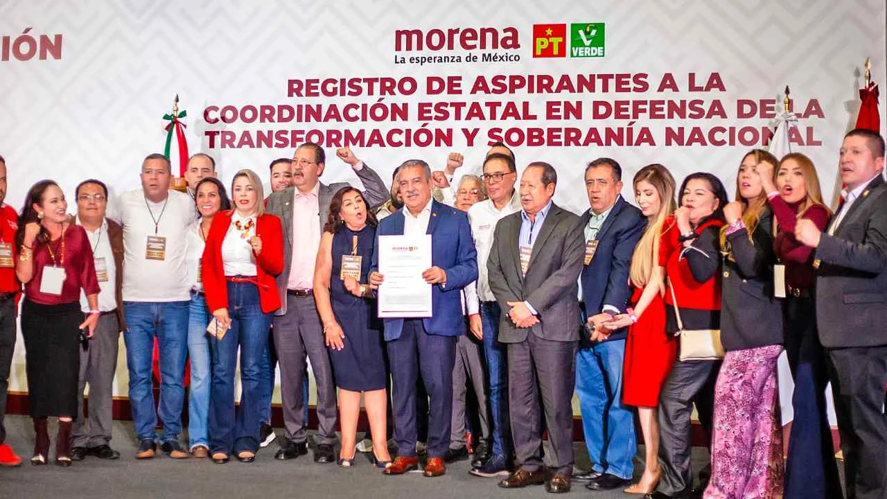 Morena, PT y PVEM registran 23 aspirantes a 2027 en tres estados